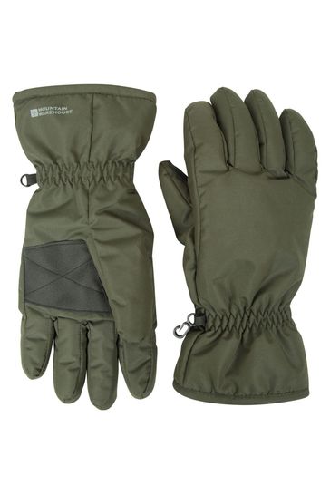 Mountain Warehouse Green Mens Fleece Lined Ski Gloves