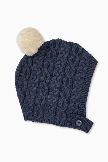 MORI Blue Organic Cotton Chunky Knitted Bonnet Hat