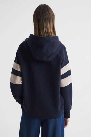 Navy best sale striped hoodie