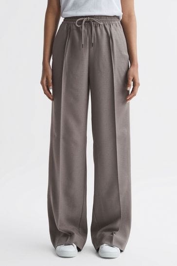 Pantalones color visón de pernera ancha con cordón ajustable Sunnie de Reiss