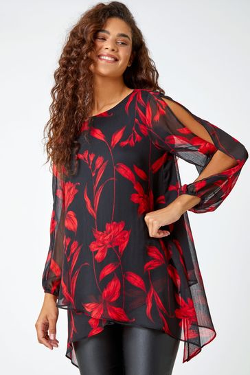 Buy Roman Floral Chiffon Layered Tunic Top from the Laura Ashley online shop