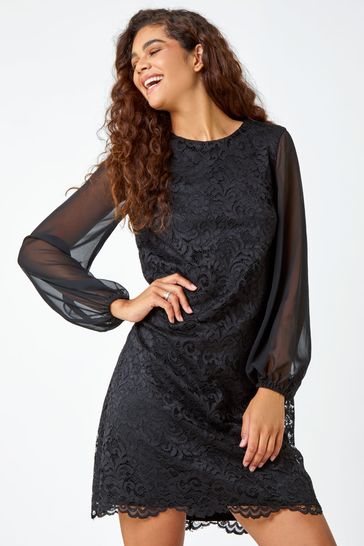 Chiffon shift dress with sleeves top