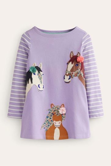 Boden Purple Horse Appliqué Jersey Tunic