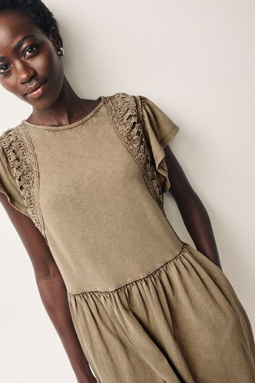 Crochet trim mini dress top