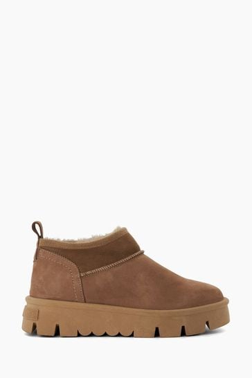 Buy Dune London Brown Pod Faux Fur Lined Cropped Ankle Boots from