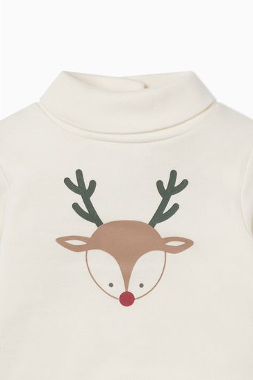 Buy Mori Cream Reindeer Organic Cotton Rollneck Long Sleeve