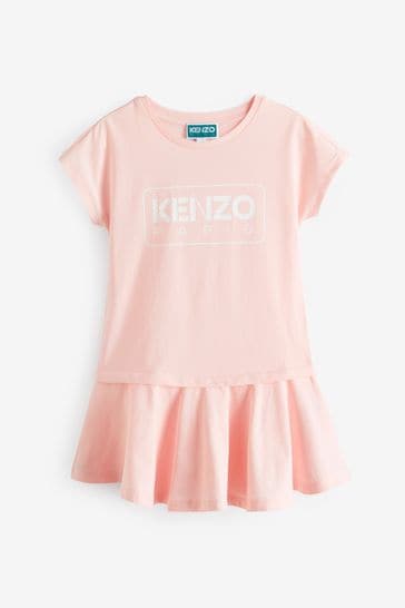KENZO KIDS Pink Paris Logo Peplum Short Sleeve Dress