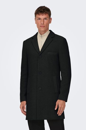 Only & Sons Black Smart Tailored Coat