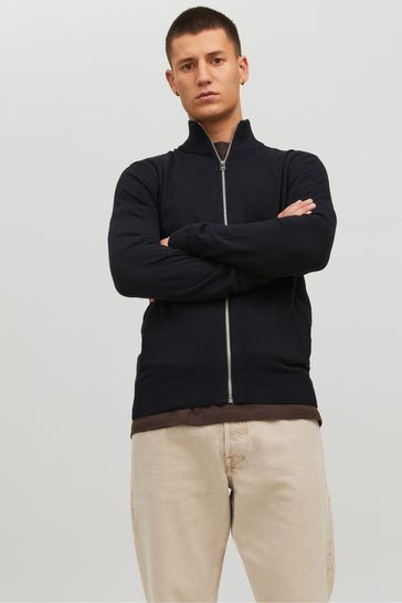 Black zip deals through cardigan