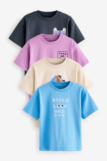 Blue/Pink Short Sleeve T-Shirt Set 4 Pack (3mths-7yrs)