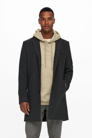 Only & Sons Grey Smart Tailored Coat