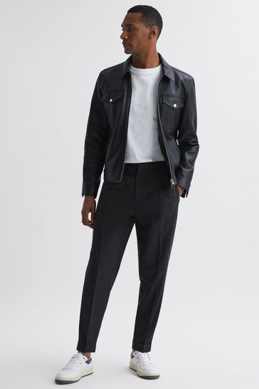 Reiss White Astor Leather Lace Up Trainers