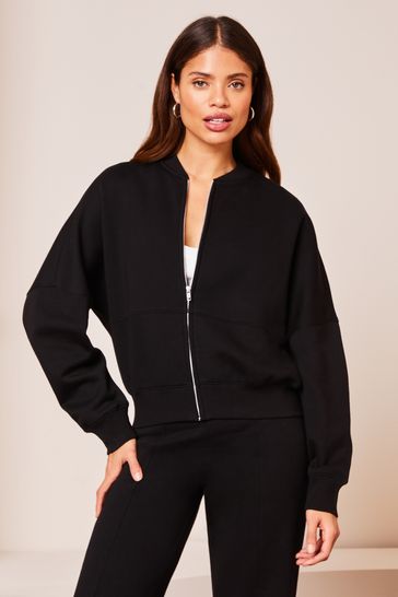 Lipsy Black Sweat Bomber Jacket