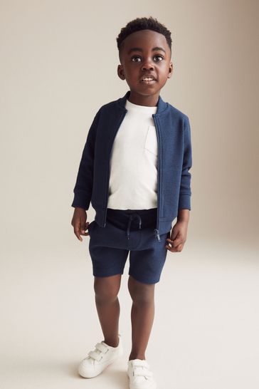 Buy Navy Zip Through Jersey Bomber Jacket And Shorts Set 3mths 7yrs from Next Ireland