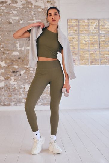 Khaki green leggings clearance