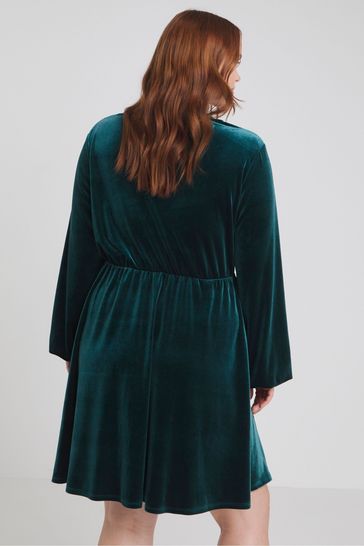 Buy Simply Be Green Velour Lace Trim Skater Dress from Next Luxembourg