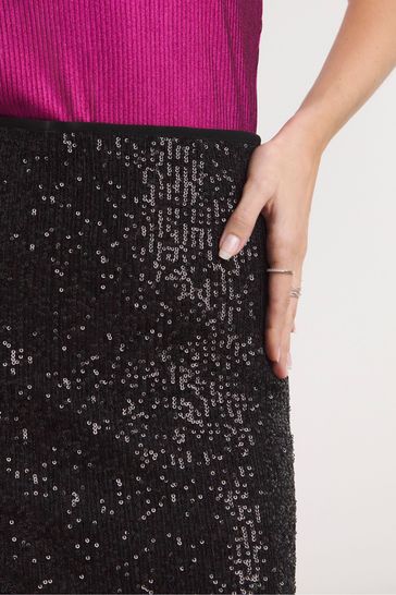 Black sequin hotsell mini skirt uk