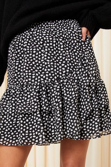 Buy Friends Like These Black White Chiffon Ruffle Tiered Mini