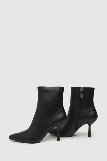 Black leather stiletto booties store