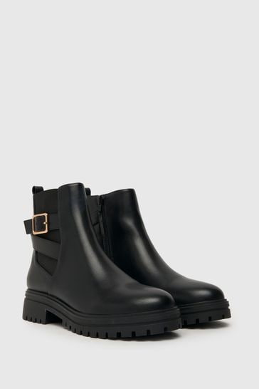 Black chunky deals buckle boots