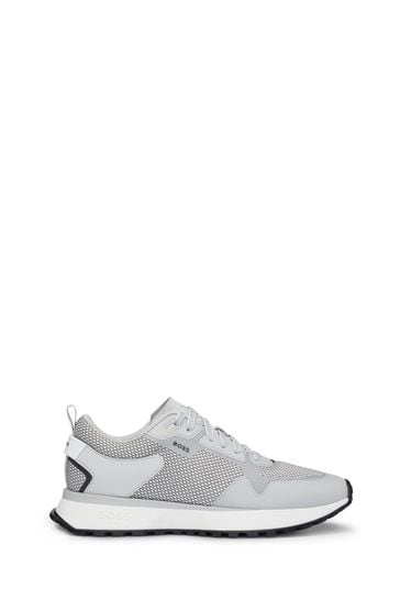 BOSS Grey Sporty Mesh Trainers