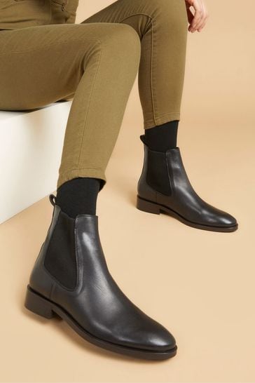 Jones Bootmaker Forget-Me-Not Pointed Toe Chelsea Black Boots