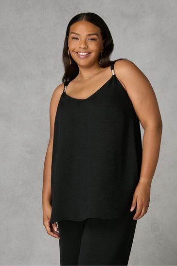 Live Unlimited Curve Trim Detail Black Vest Top