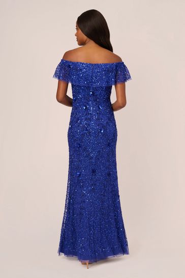 Beaded sales mesh gown