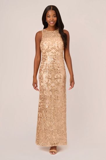 Buy Adrianna Papell Studio Gold Sequin Embroidery Gown from Next Poland