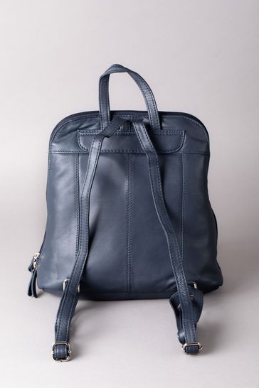 Navy sales leather backpack