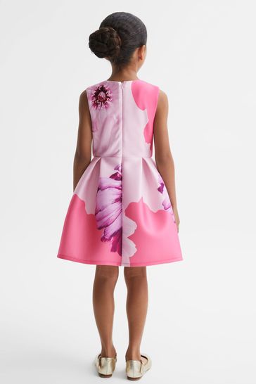 Buy Reiss Pink Rosalind Senior Scuba Floral Print Dress from Next