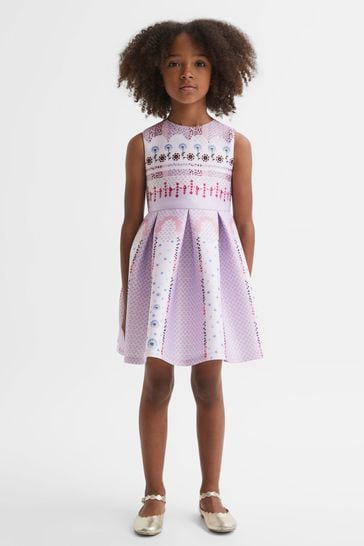 Reiss Lilac Lana Junior Scuba Floral Print Dress