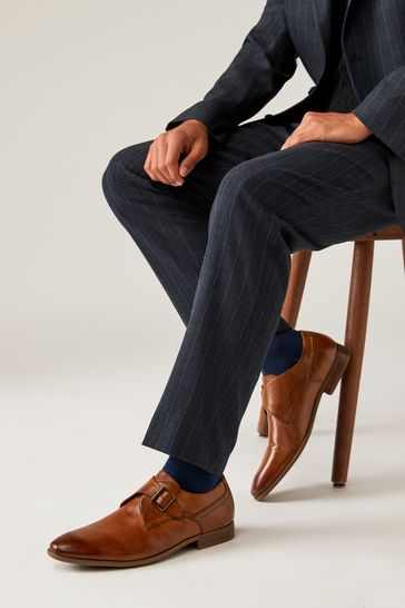 Tan single monk strap shoes hot sale