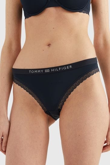 Tommy Hilfiger Blue Tonal Logo Lace Bikini Briefs