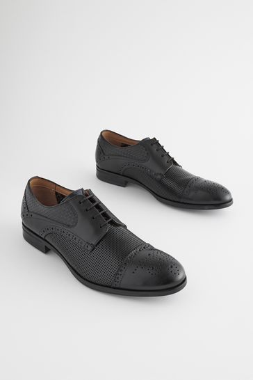 Buy Black Leather Embossed Brogues Shoes from Next Denmark