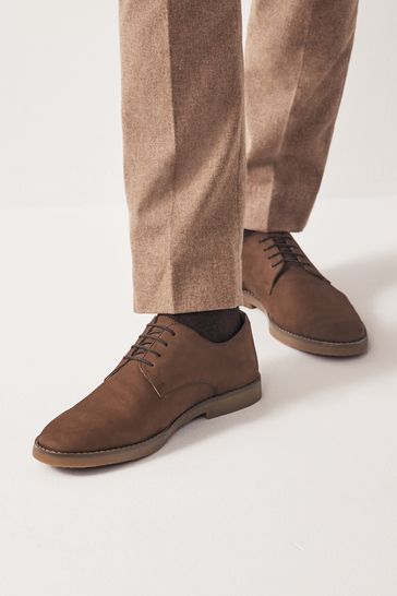 Tan Brown Leather Smart Casual Derby Shoes