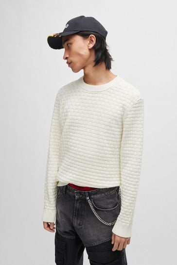 HUGO Textured 3D Knit Relaxed Fit Jumper