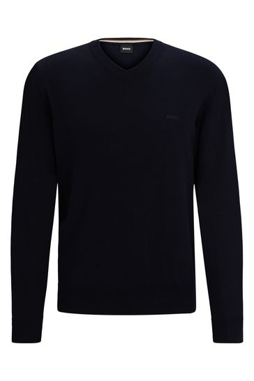 Buy BOSS V Neck Sweater in 100 Cotton With Embroidered Logo from Next Bahrain
