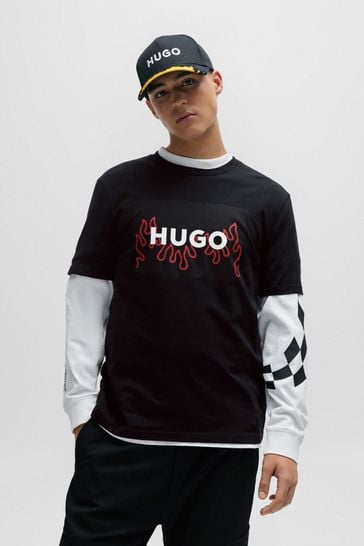 HUGO Flame Logo Black T-Shirt