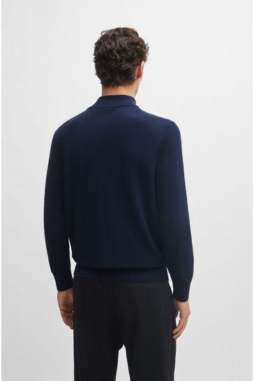 Buy BOSS Dark Blue Quarter Zip Premium Knitted Jumper from Next Bahrain