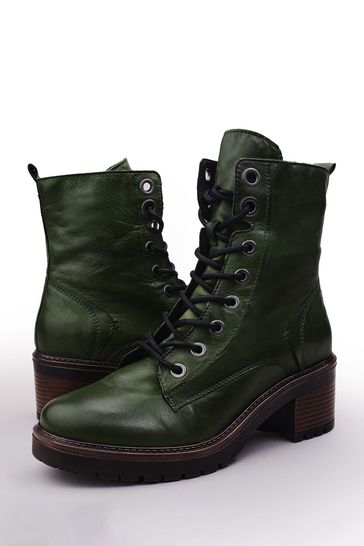Green lace up boots on sale