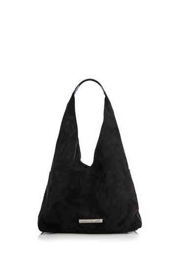 Black suede hot sale hobo handbag