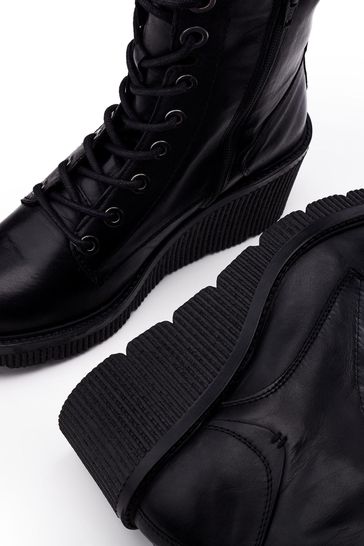 Wedge ankle booties lace up best sale
