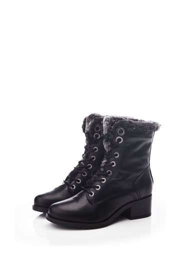 Fur lined lace up ankle boots 2025