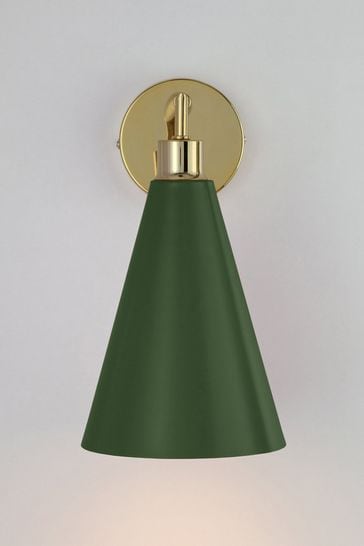 Houseof. Green Metal Cone Shade Wall Light