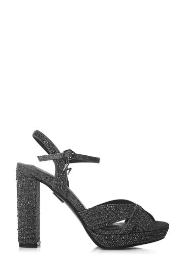 Black sequin heel sandals hotsell