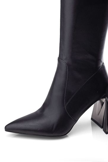 Black slim heel ankle boots store