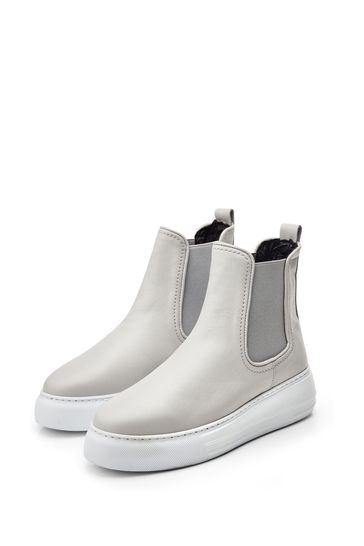 Buy Moda in Pelle Grey Benna Flatform Wedge Chelsea Ankle Boots