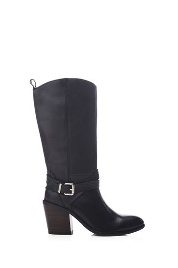 Buy Moda in Pelle Serana Block Heel Long Buckle Black Boots from