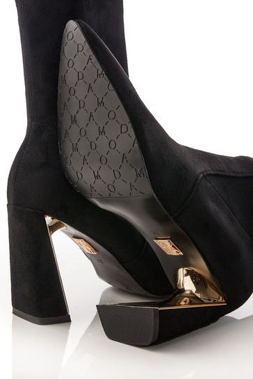 Black slim online heel ankle boots